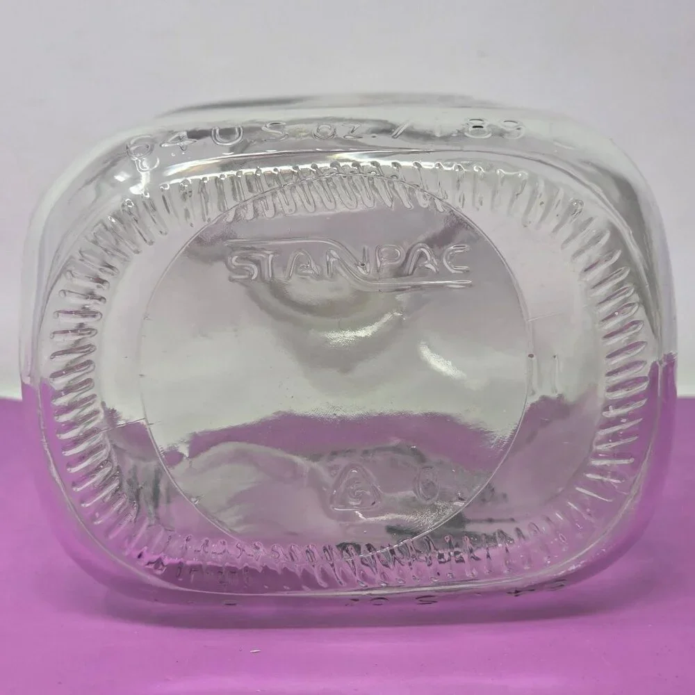 Clear Glass Milk Bottle W/ Blue Cap Memory Lane Dairy Store 64 Oz Stanpac Design